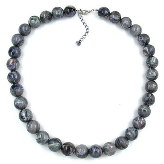 Kette 16mm Perlen Kunststoff grau-marmoriert 55cm