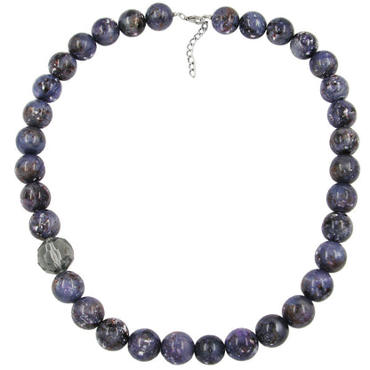 Kette 18mm Perlen Kunststoff lila-grau-weiß-marmoriert 60cm