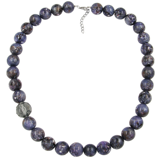 Kette 18mm Perlen Kunststoff lila-grau-weiß-marmoriert 60cm