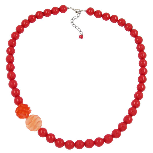 Kette 12mm Perlen Kunststoff rot mit Spiralperlen 60cm