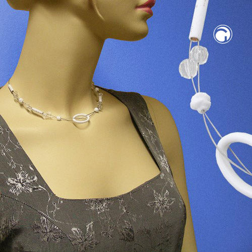 Chain wire chain 25x16mm ring oval white transparent plastic 42cm