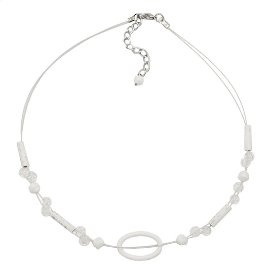 Kette Drahtkette 25x16mm Ring oval weiß transparent Kunststoff 42cm