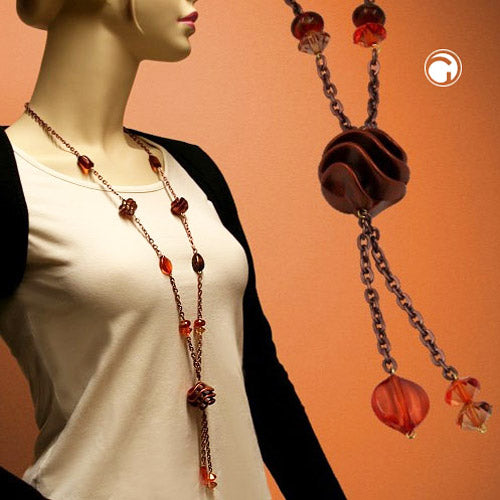 Kette 30mm Spiralperle Kunststoff Alu-Ankerkette kupferfarben 90cm