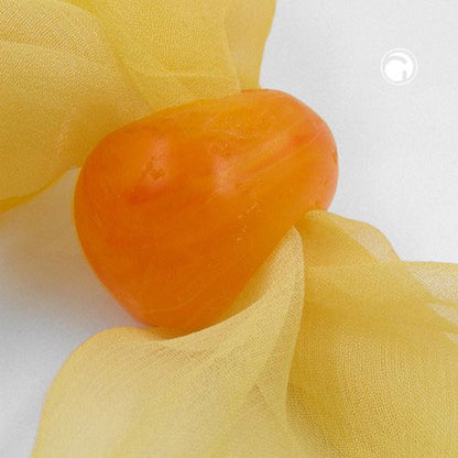 Cloth ring 33x25mm plastic ring bead non-round 17mm hole orange-marbled matt