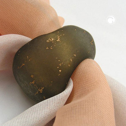 Cloth ring 33x25mm plastic ring bead non-round 17mm hole mud-gold matt