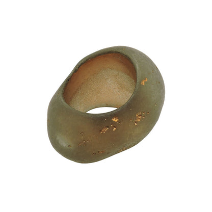 Cloth ring 33x25mm plastic ring bead non-round 17mm hole mud-gold matt