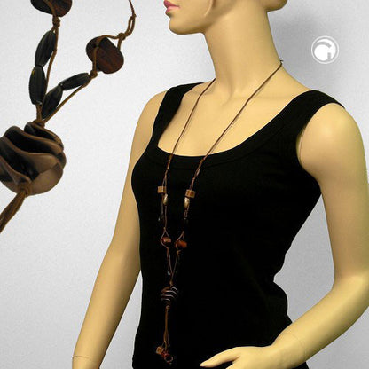 Kette 30mm Spiralperle Kunststoff braun Kordel braun 100cm