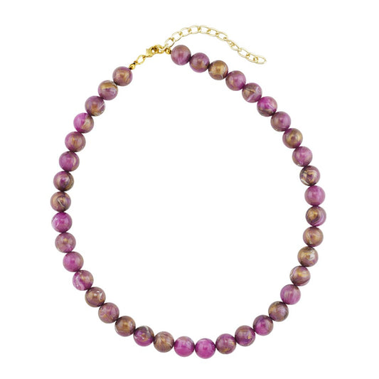 Kette 10mm Rundperle lila-marmoriert Kunststoff