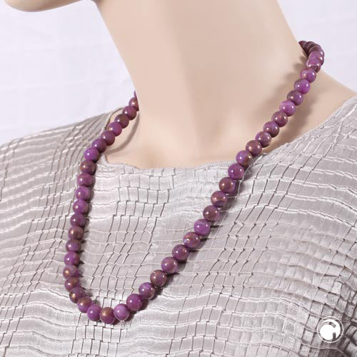 Kette 10mm Rundperle lila-marmoriert Kunststoff