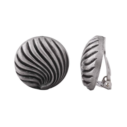 Clip Ohrring ca. 21mm Muscheldekor altsilberfarben matt antik geschwärzt Kunststoff