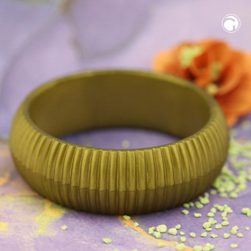 Bangle 85x26mm olive-green grooved structure plastic