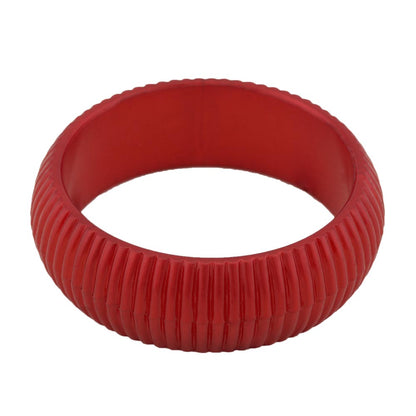 Bangle 85x26mm red-silky grooved structure plastic
