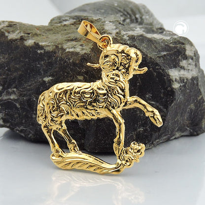 Pendant 25x14mm zodiac sign Aries punched out gold-plated