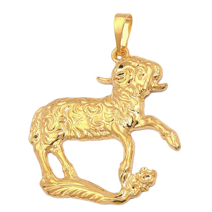 Pendant 25x14mm zodiac sign Aries punched out gold-plated