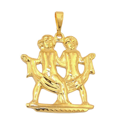 Pendant 22x21mm zodiac sign Gemini punched out gold-plated
