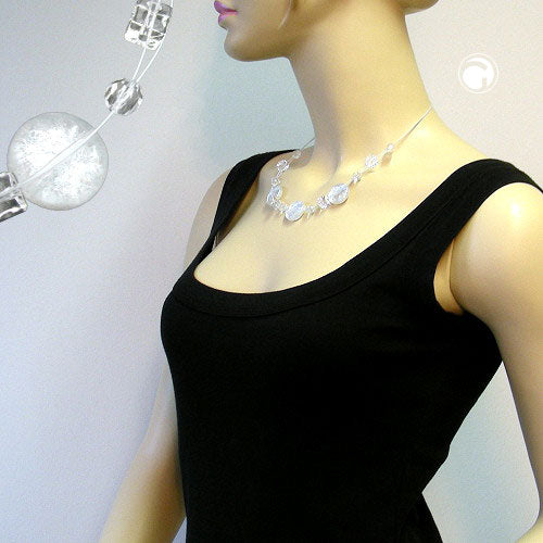 Chain wire chain 3x disc crystal glitter plastic beads 45cm