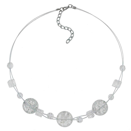 Kette Drahtkette 3x Scheibe kristall-flitter Kunststoffperlen 45cm