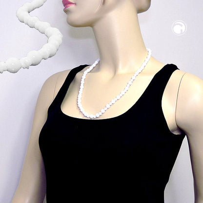 Kette 2 verschiedene Kunststoffperlen im Wechsel weiß-glänzend