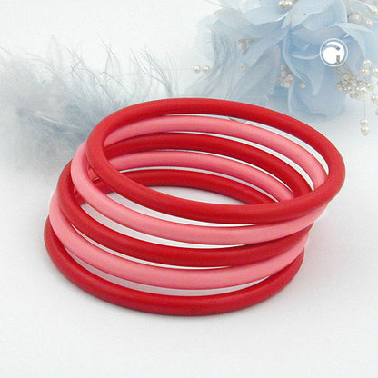 Bracelet ring game with 5 plastic rings 75x25mm 2x pink and 3x red