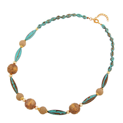 Kette in Türkis & Altgold – stilvoll, warm & mit Vintage-Charme