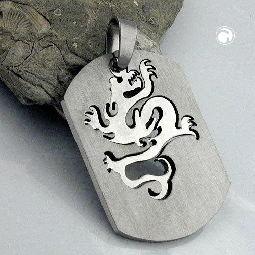Pendant, dragon, stainless steel