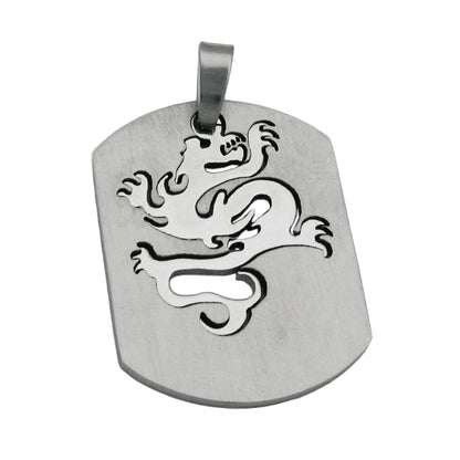 Pendant, dragon, stainless steel