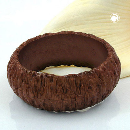 Bangle 87x28mm plastic structure bark dark brown
