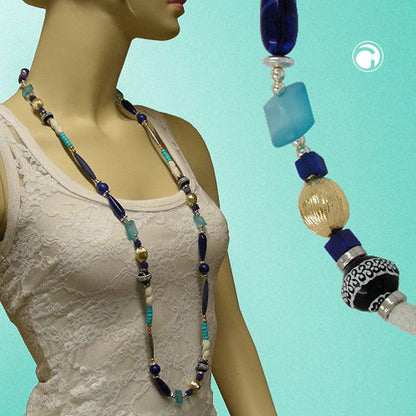Kette blau-türkis-si-go Kunststoff Sonderlänge 110cm