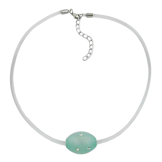 Kette 26x20mm Olive mint-kristall weißer Vollgummi-Schlauch 42cm