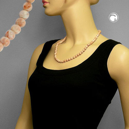 Chain 8mm pearl beige-marbled plastic 55cm