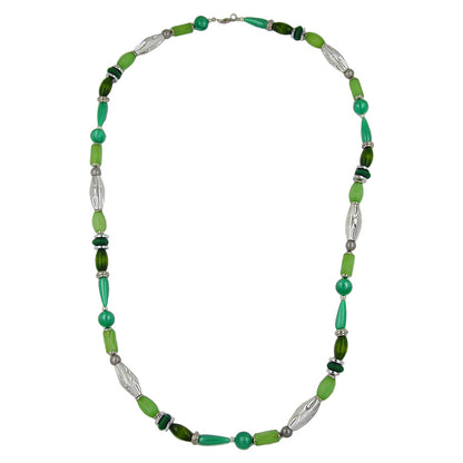 Kette mint-seide kiwi-grün Kunststoff multi-color silberfarben 90cm