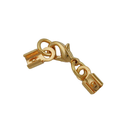 Clasp set for leather strap 10mm carabiner gold-plated with 2 end pieces gold-colored