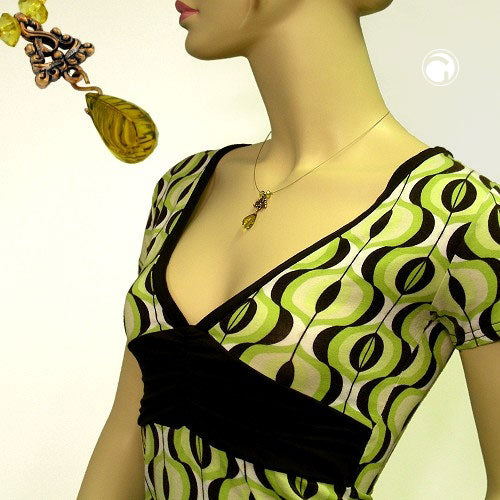 Chain wire chain pendant pear olive old gold colored ornament plastic beads 42cm