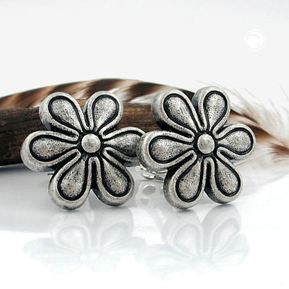 Clip Blume altsilber-farbig