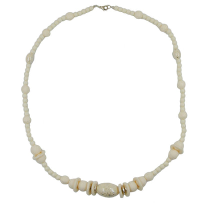 Chain plastic beads cream-colored gold-colored 70cm