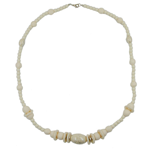 Chain plastic beads cream-colored gold-colored 70cm