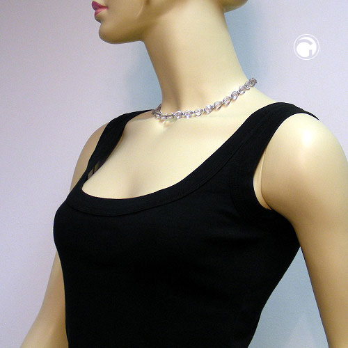 Chain 10mm square bead gray-transparent plastic 42cm