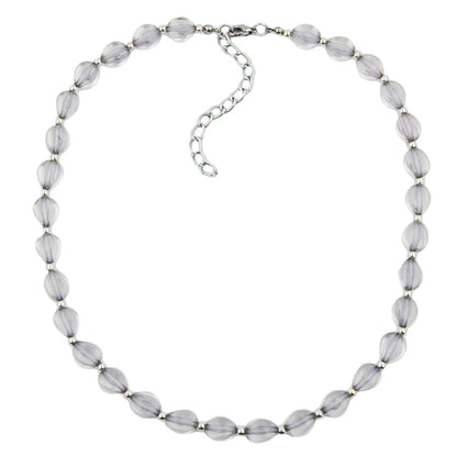 Chain 10mm square bead gray-transparent plastic 42cm