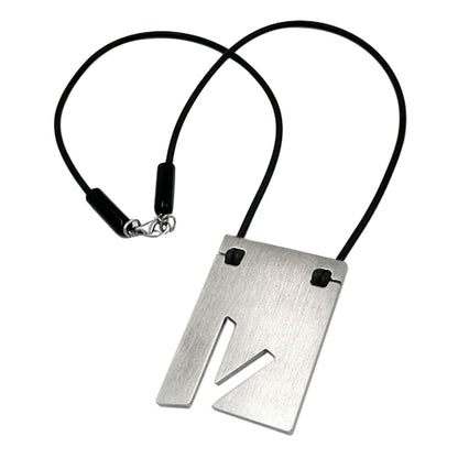 Chain 44x31mm pendant stainless steel letter V solid rubber black 42cm
