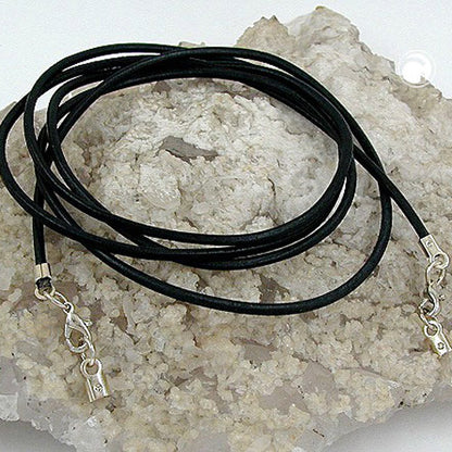 Lederband Rundschnur Rindleder 2mm gefärbt mit 2x Verschluss silberfarbig ca. 1m