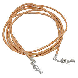 Lederband Rundschnur Rindleder 2mm gefärbt mit 2x Verschluss silberfarbig ca. 1m