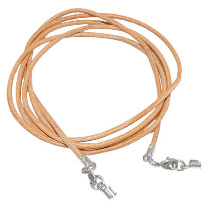 Lederband Rundschnur Rindleder 2mm gefärbt mit 2x Verschluss silberfarbig ca. 1m