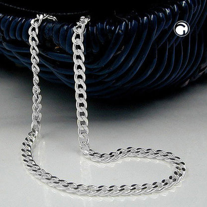 Chain 3mm flat curb chain diamond-cut silver 925
