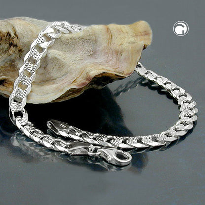 Armband 5,6mm Panzerkette flach mit Muster Silber 925