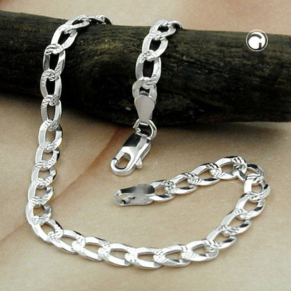 Armband 4,6mm Panzerkette flach mit Muster Silber 925