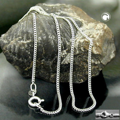 Anklet 1.4mm flat curb chain 2x diamond-cut length-adjustable with 3 eyelets silver 925