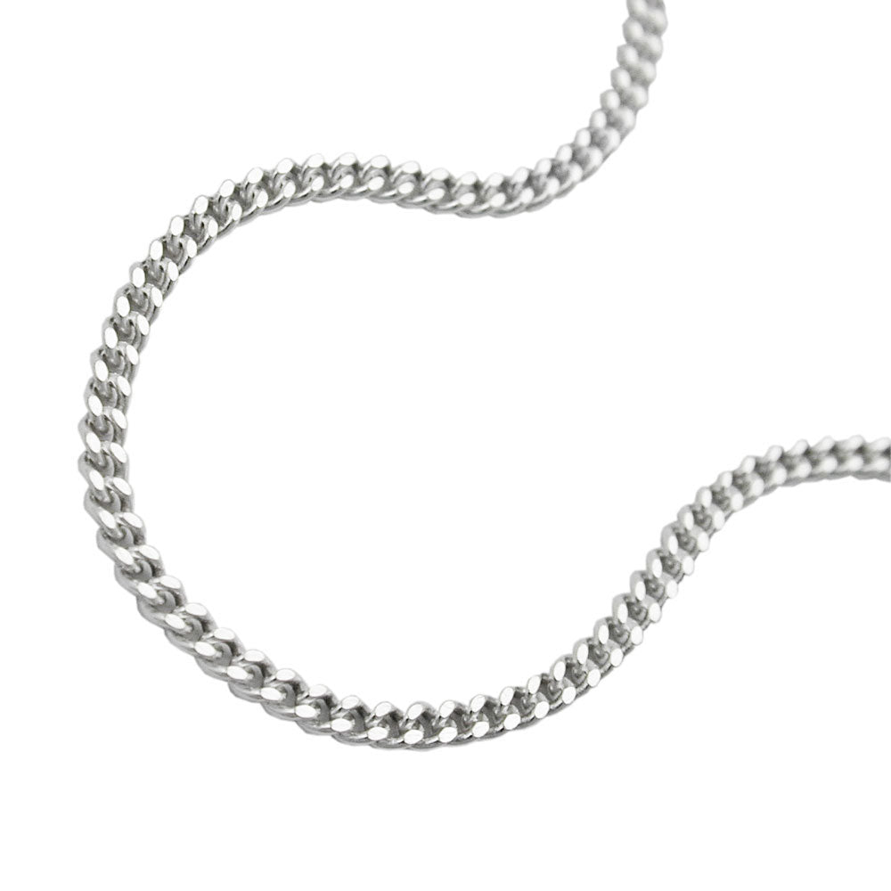 Anklet 1.4mm flat curb chain 2x diamond-cut length-adjustable with 3 eyelets silver 925