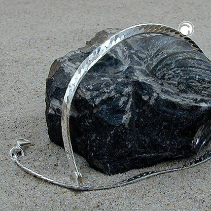 Armband 3mm Panzerkette flach gedrückt glänzend diamantiert Silber 925