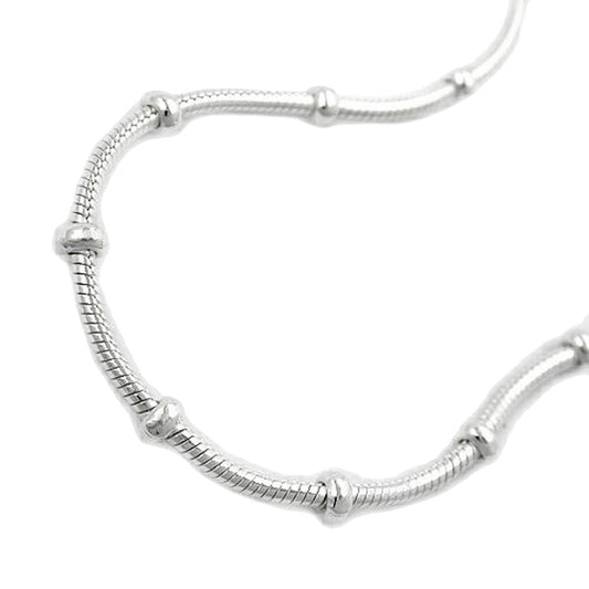 Bracelet 1mm round snake chain with balls symmetrical silver 925