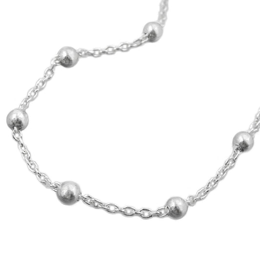 Kette 1,3mm Ankerkette mit 29 Kugeln Silber 925